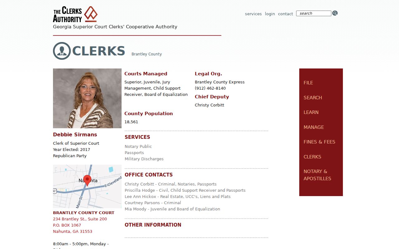 Brantley County criminal court clerk contact