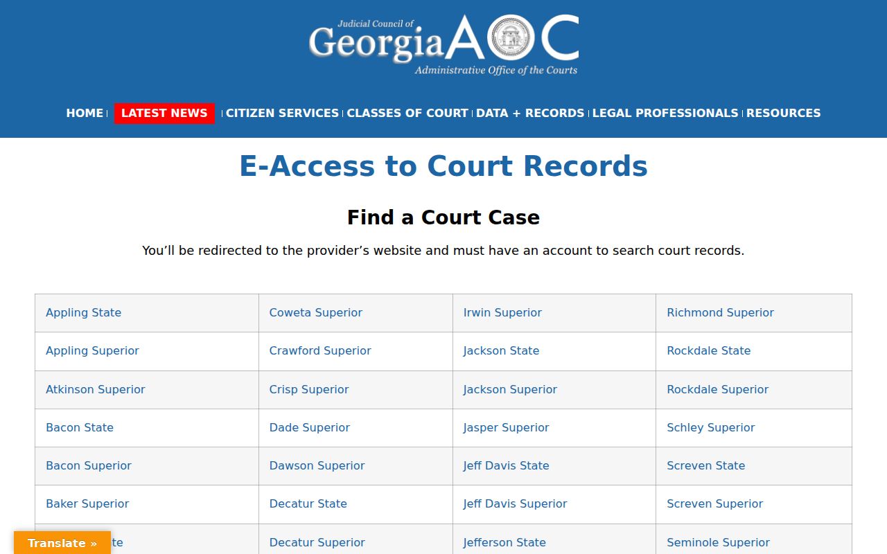 Brantley County court case lookup through Georgia E-Access