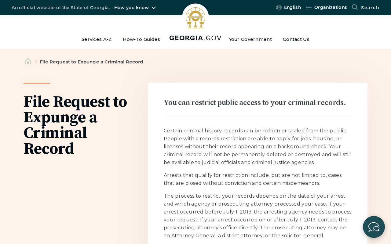 Official Georgia record restriction steps