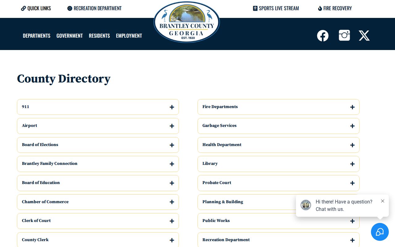Brantley County official office directory for court and county record contacts