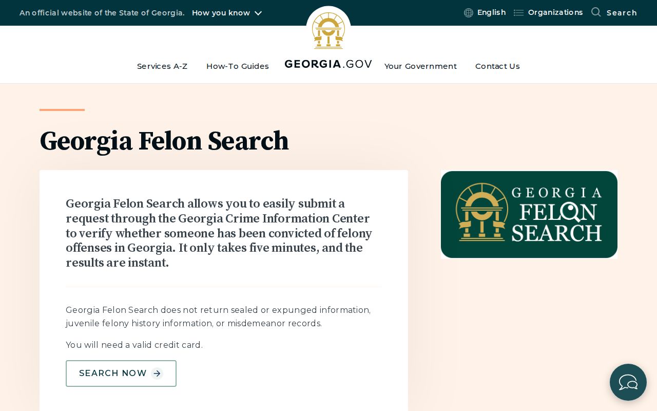 Official Georgia Felon Search instructions used for a Brantley County criminal history check