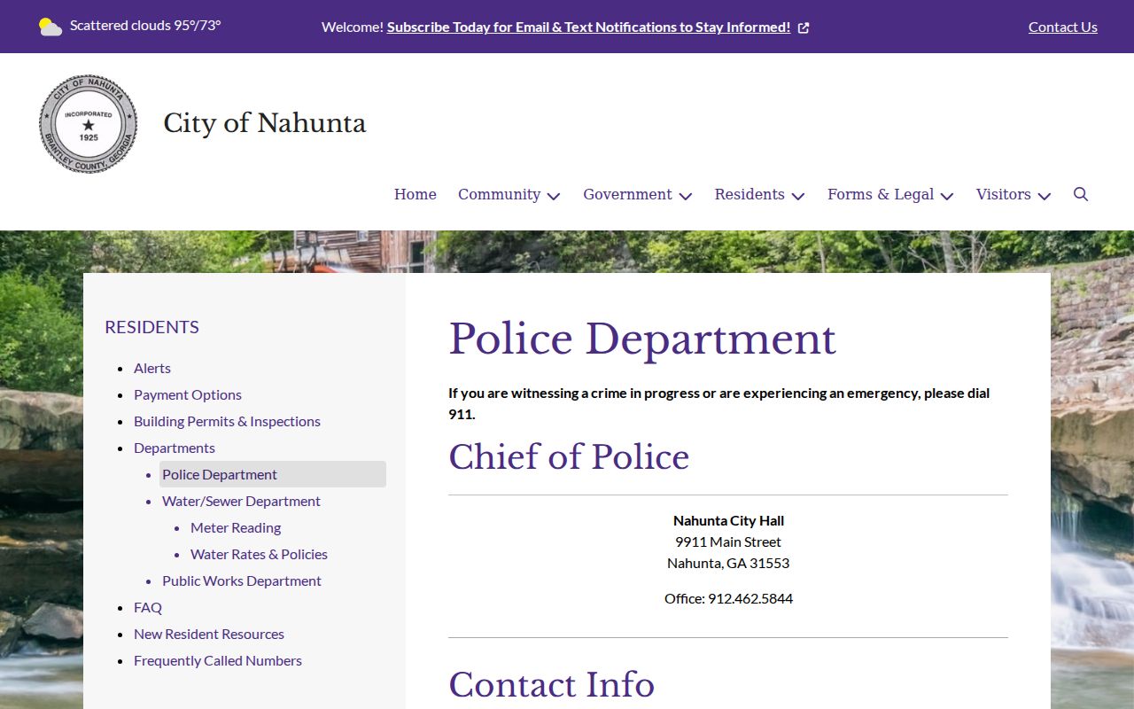 Official Nahunta Police Department webpage