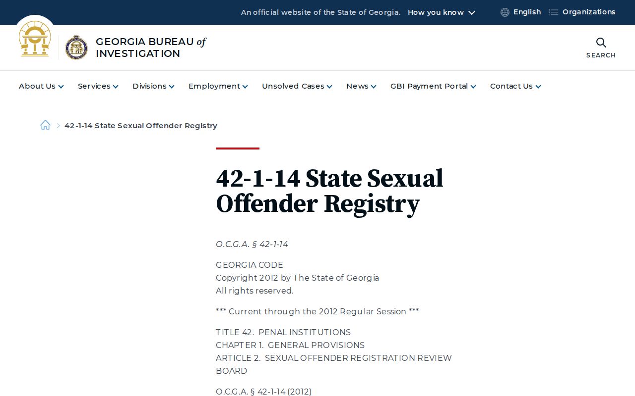 Georgia sex offender registry risk classification resource