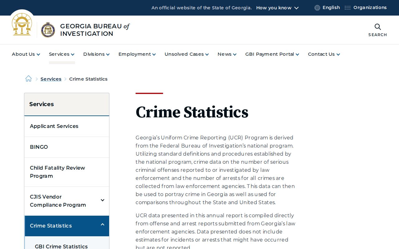 Official Georgia Bureau of Investigation crime statistics gateway